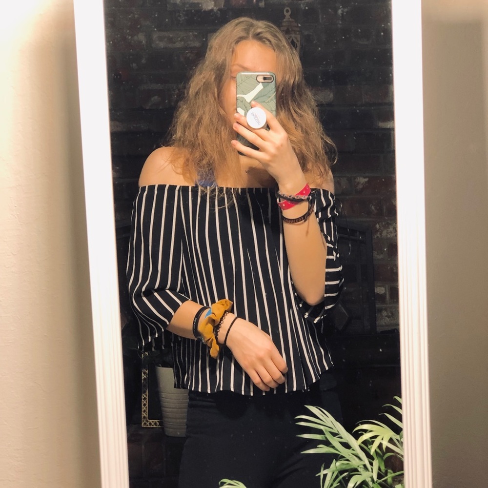 Black & White Off-the-Shoulder Top